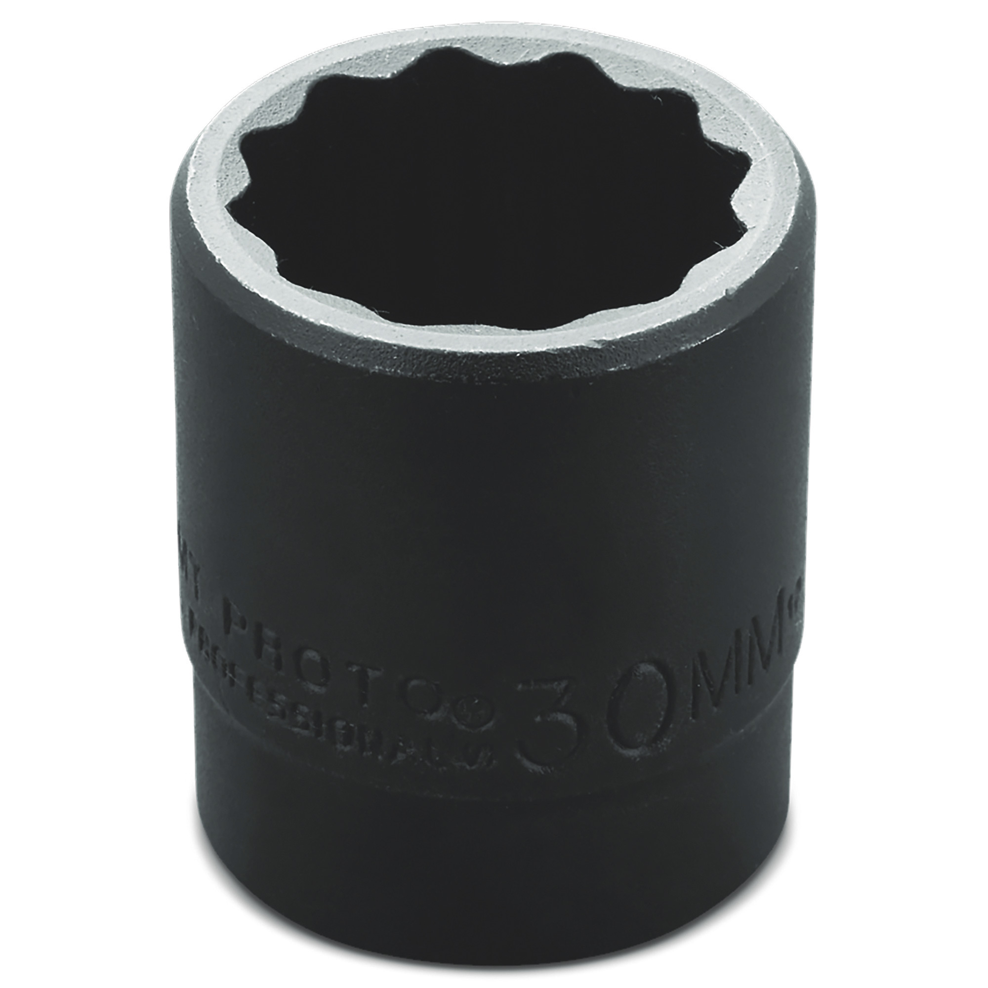 Proto 1/2in. Drive, 30mm Thin Wall Impact Socket, 12-Point, Black Oxide Finish, Model# J7430MT